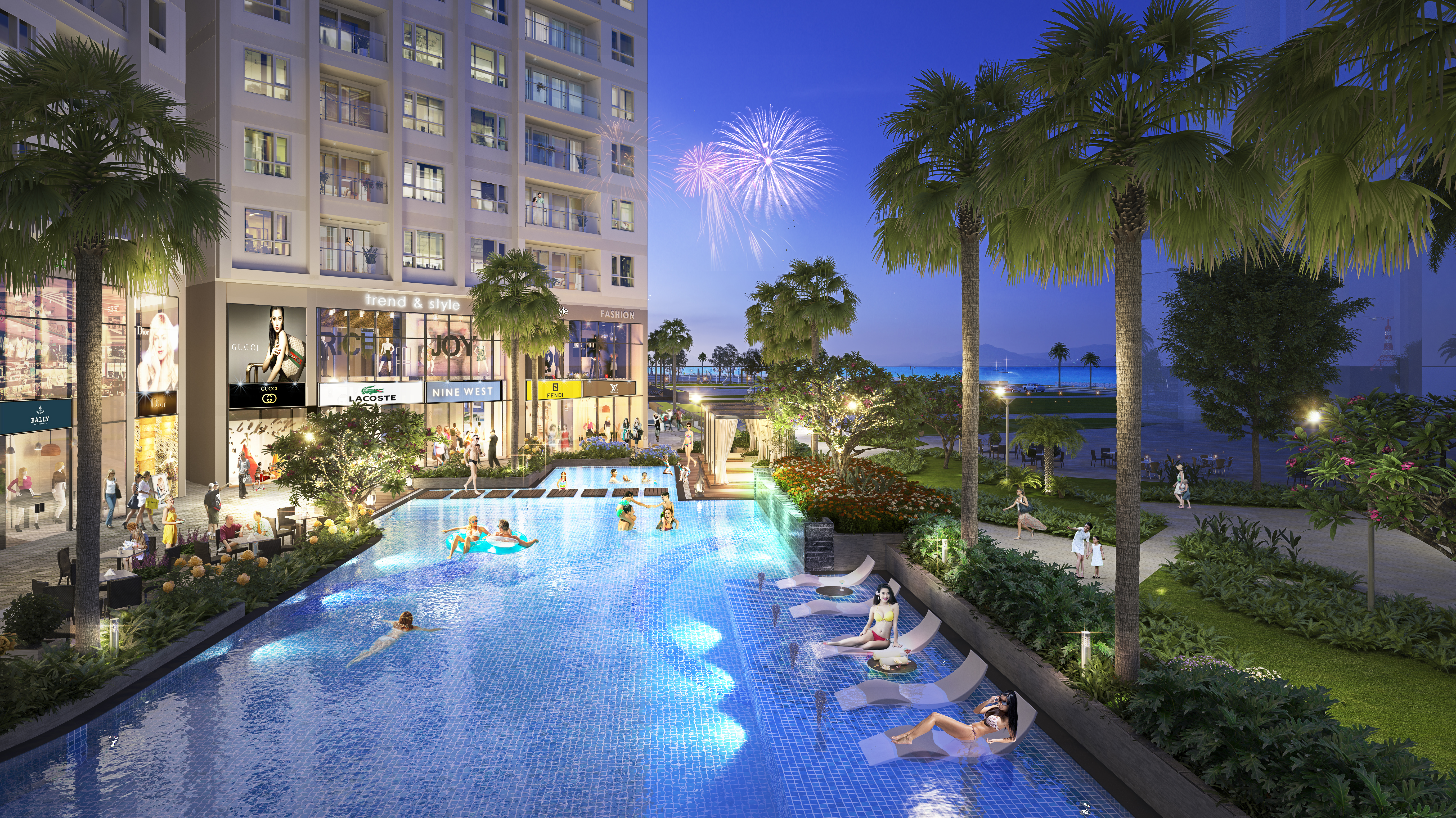 Phối cảnh bể bơi ngoài trời dự án The Sapphire Residence