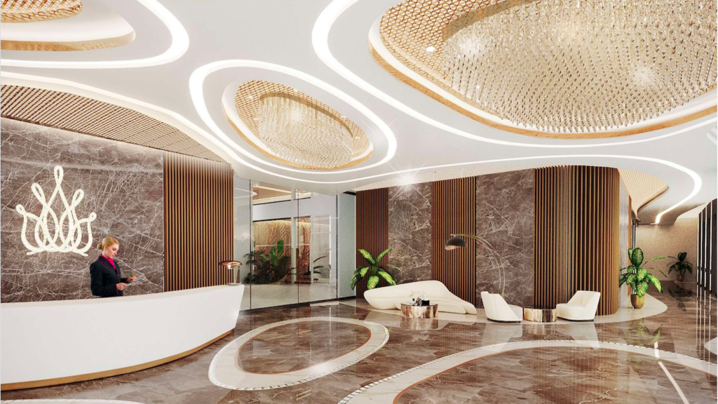 Sảnh lễ tân sang trọng tại Diamond Crown Hải Phòng