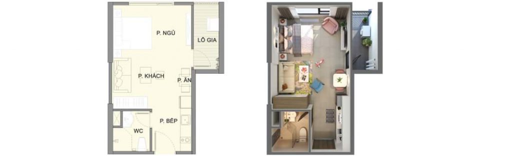 Loại hình căn hộ studio tại căn hộ chung cư Diamond Crown Hải Phòng