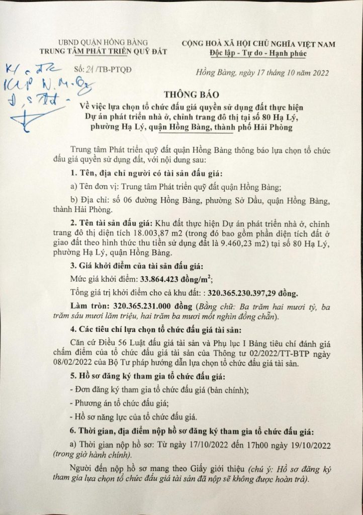 đấu thầu 80 hạ lý