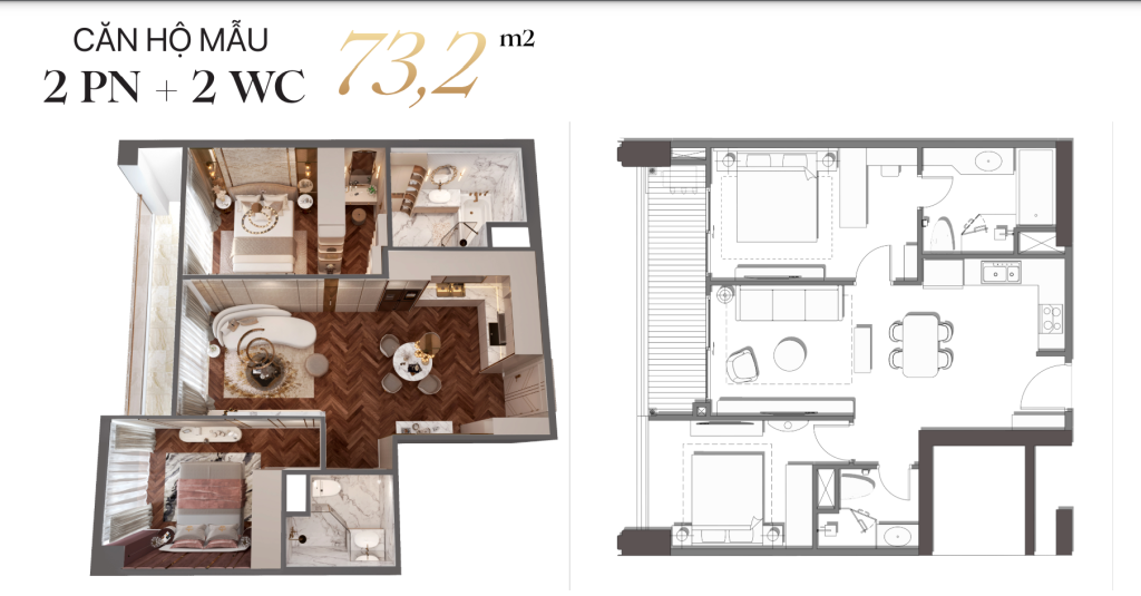 2pn-2wc 73m2 Gold Crown Hai Phong